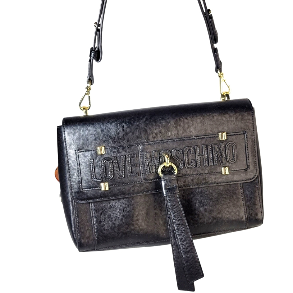 Love Moschino Black Shoulder Bag with Gold hardware
